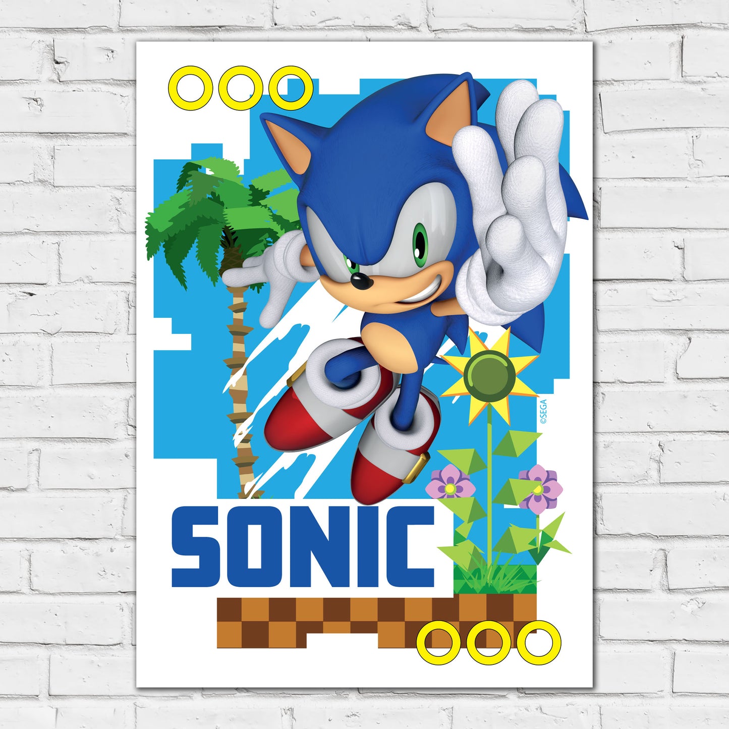 Sonic The Hedgehog Print -Sonic Green Hill Zone Graphic Poster Wall Art
