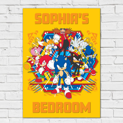 Sonic The Hedgehog Print - Sonic Group Hexagon Personalised Poster Wall Art