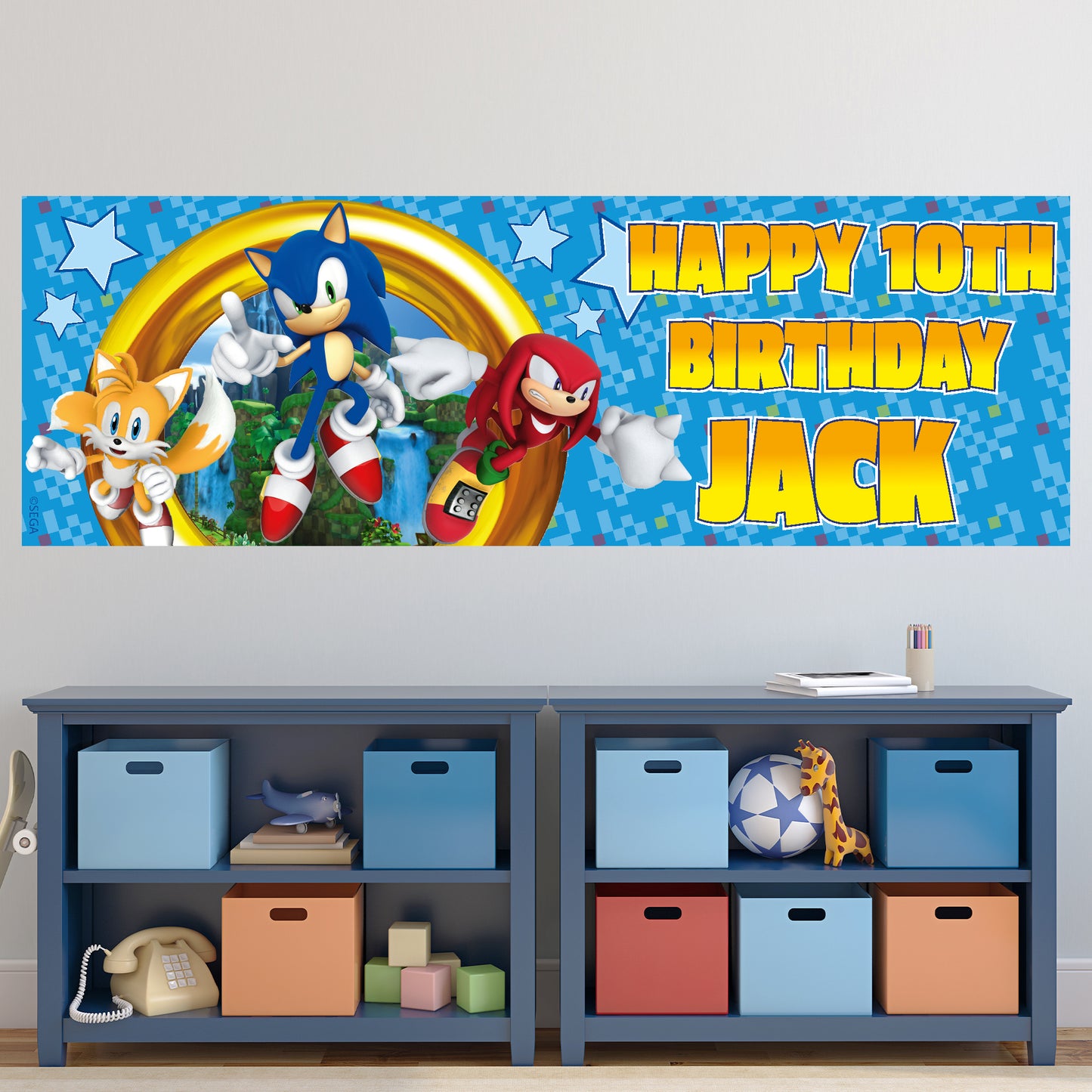 Sonic The Hedgehog Birthday - Sonic Portal Personalised Banner Wall Sticker