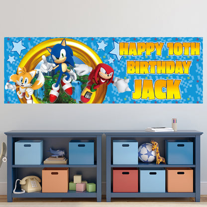 Sonic The Hedgehog Birthday - Sonic Portal Personalised Banner Wall Sticker
