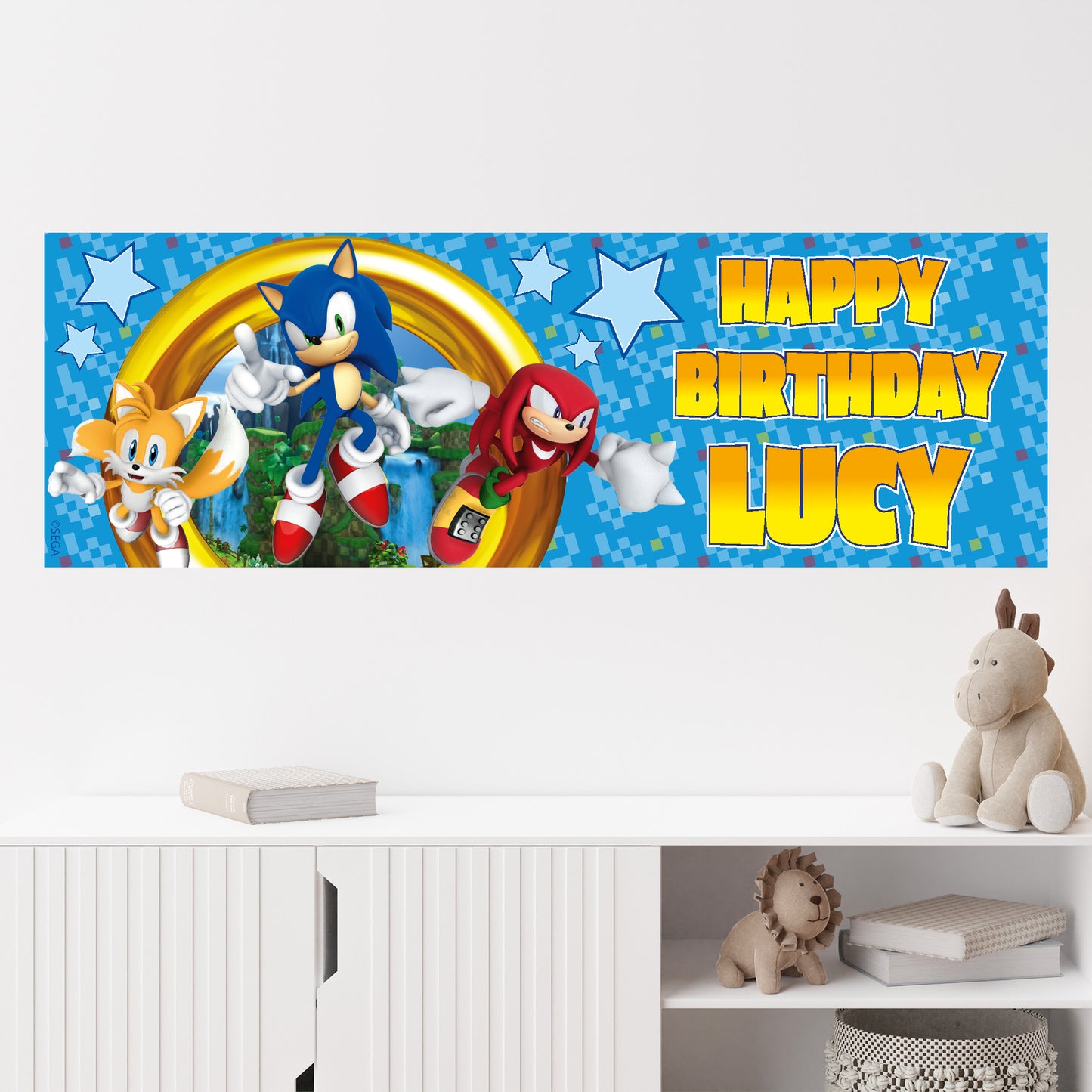 Sonic The Hedgehog Birthday - Sonic Portal Personalised Banner Wall Sticker