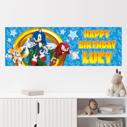 Sonic The Hedgehog Birthday - Sonic Portal Personalised Banner Wall Sticker