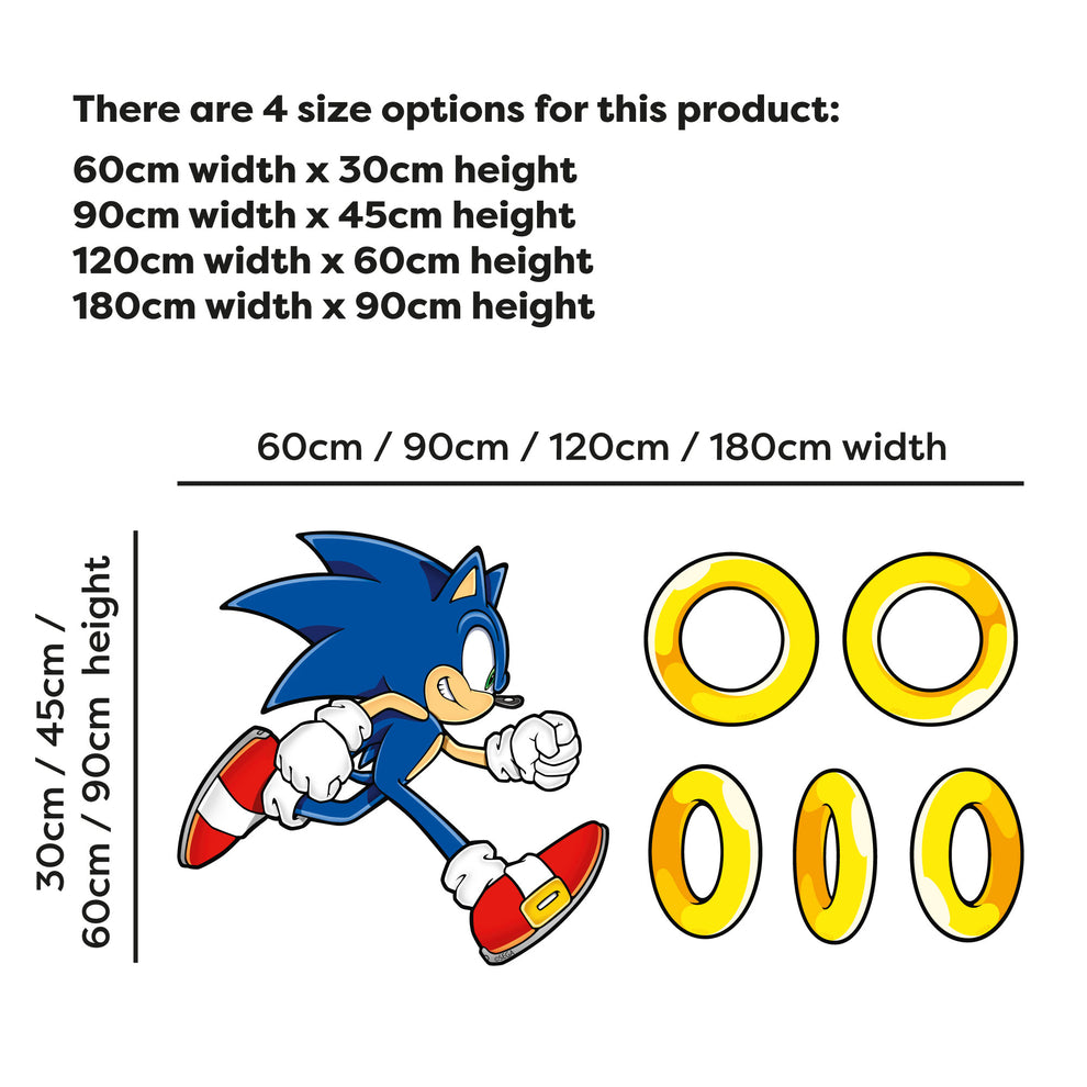 Sonic The Hedgehog Wall Sticker - Sonic Running For Rings Wall Art ...
