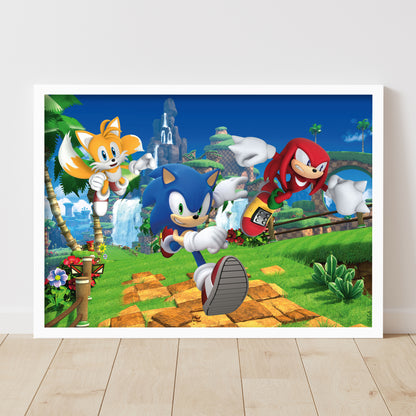 Sonic The Hedgehog Print - Sonic Tails Knuckles Running Poster Wall Art