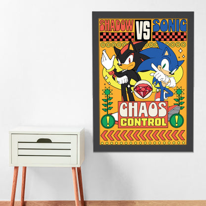 Sonic The Hedgehog Print - Sonic Vs Shadow Chaos Control Poster Wall Art
