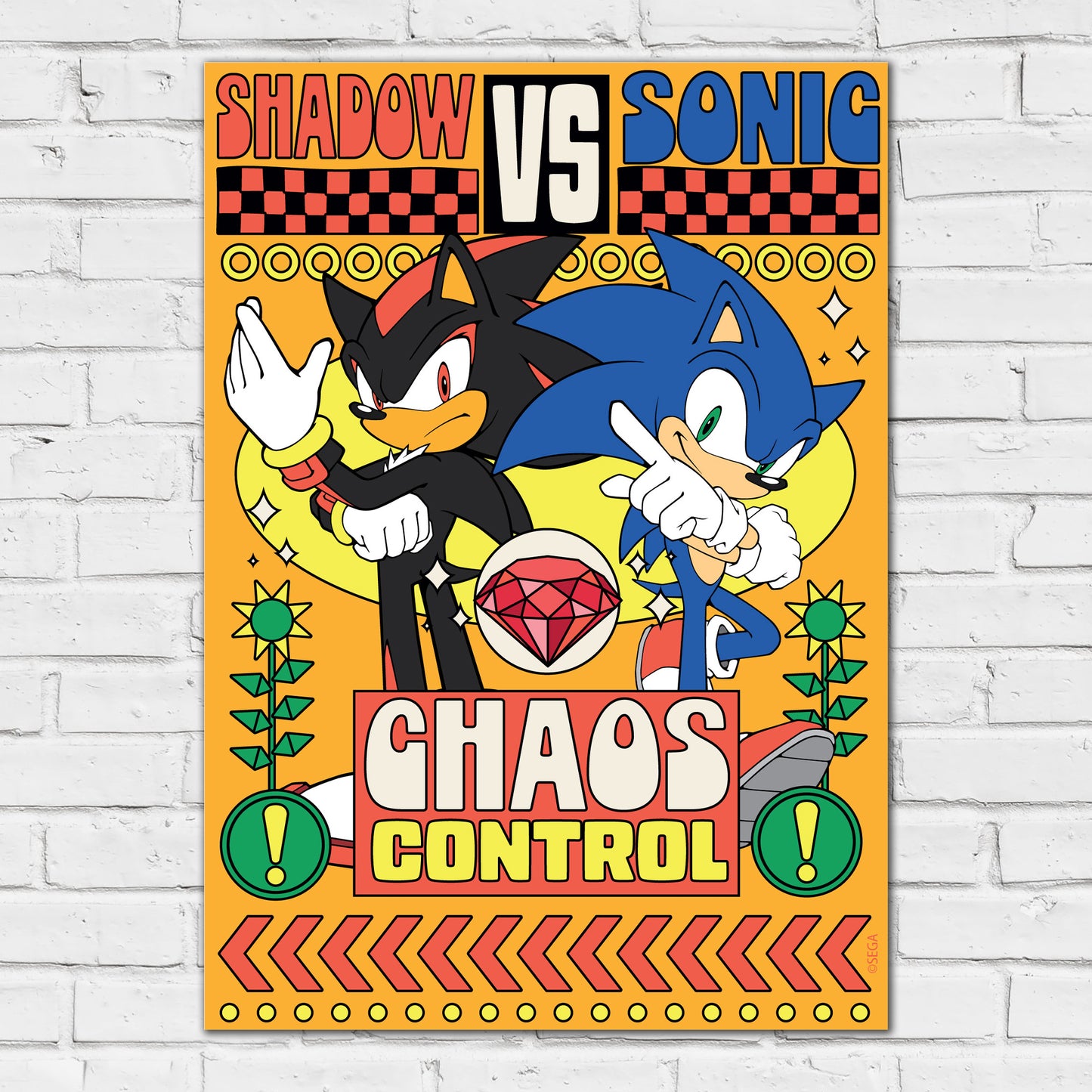Sonic The Hedgehog Print - Sonic Vs Shadow Chaos Control Poster Wall Art