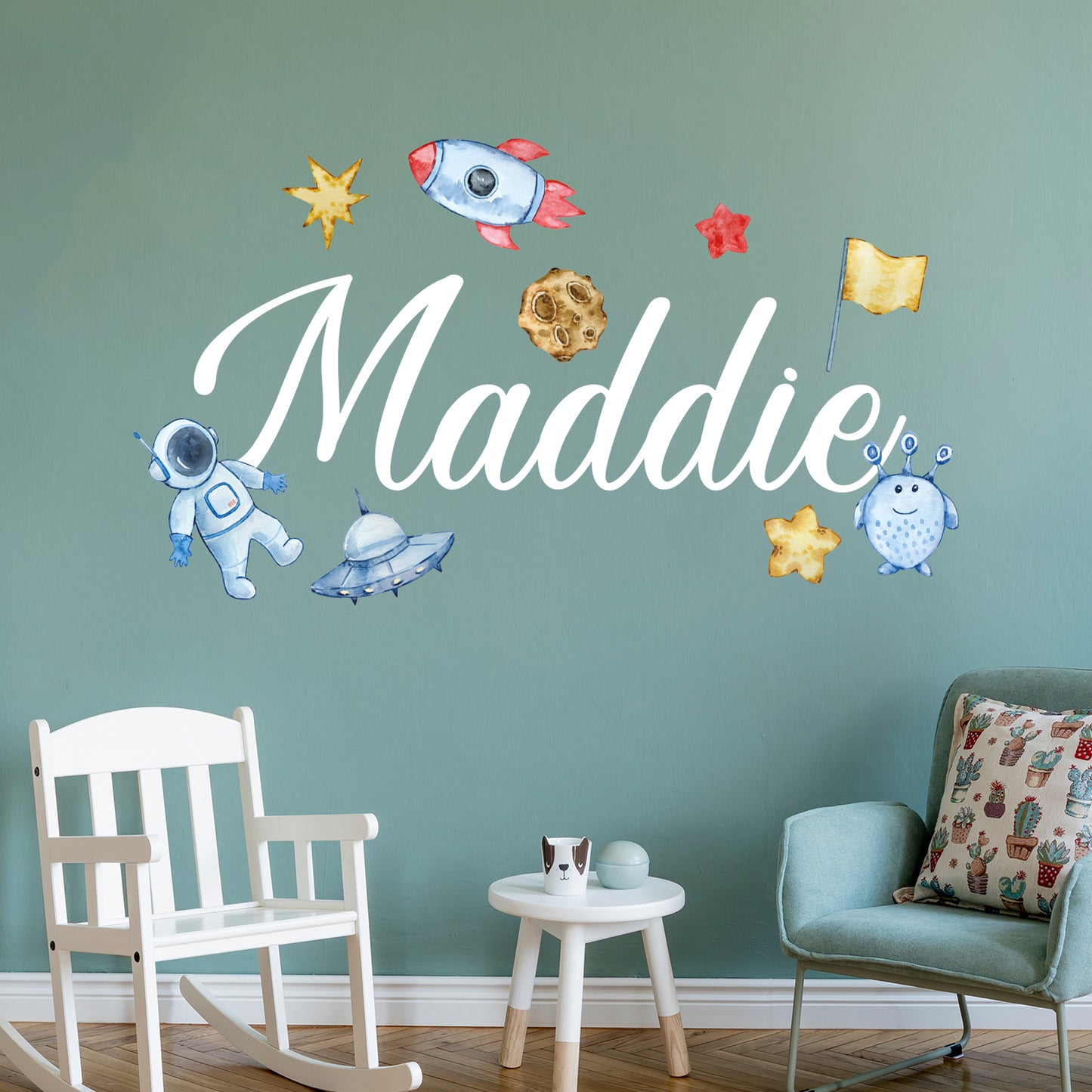 Space Wall Sticker - Astronaut Watercolour Personalised Name Wall Art