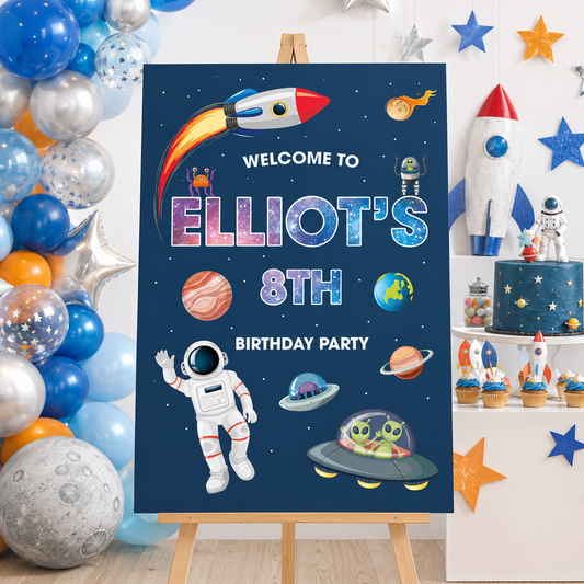 Space Birthday Sign - Space Galaxy Personalised Foamex Board