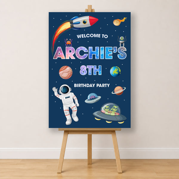 Space Birthday Sign - Space Galaxy Personalised Foamex Board