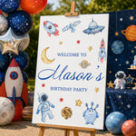 Space Birthday Sign - Watercolour Icons Personalised Foamex Board