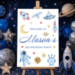 Space Birthday Sign - Watercolour Icons Personalised Foamex Board