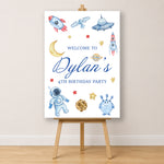 Space Birthday Sign - Watercolour Icons Personalised Foamex Board
