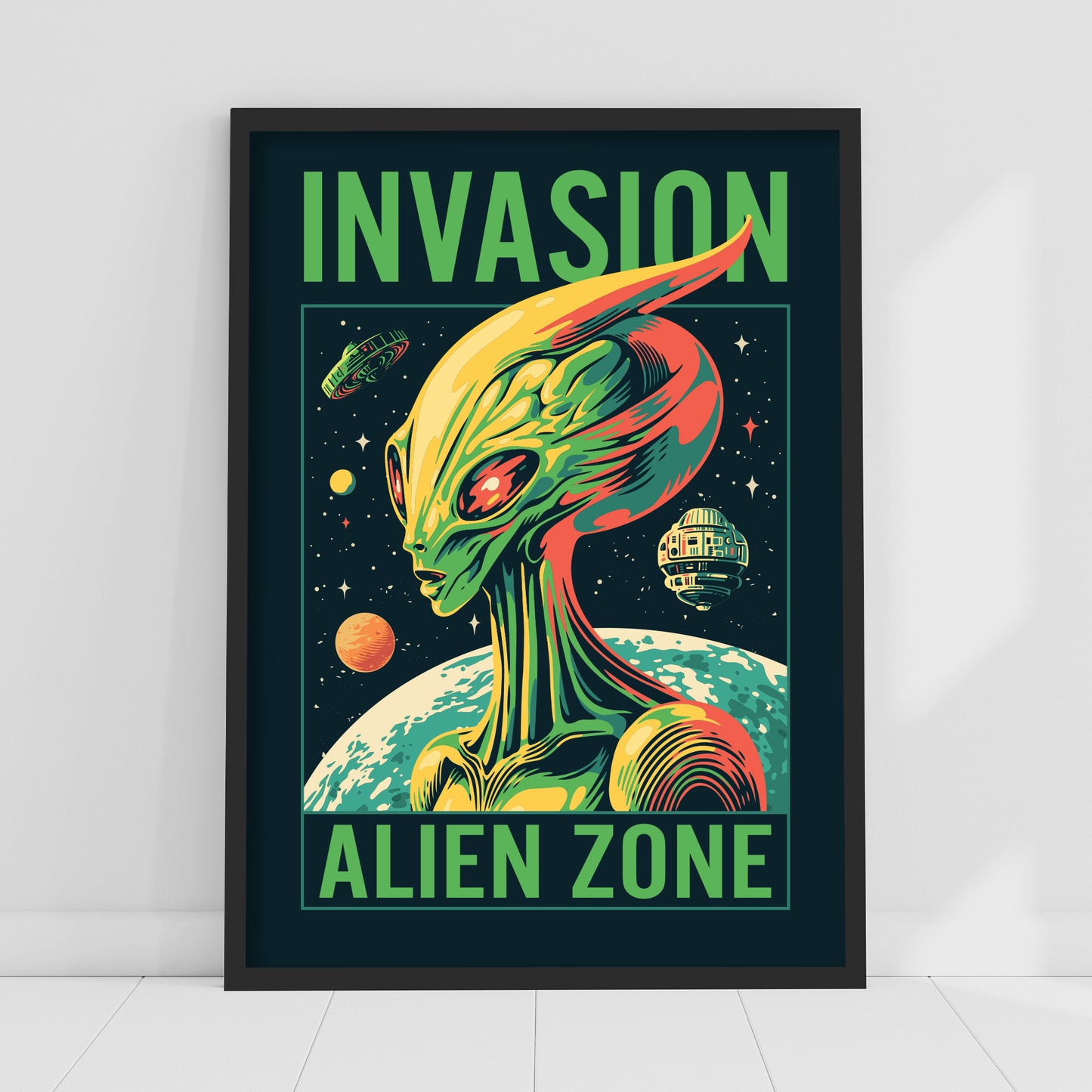 Space Wall Print - Invasion Alien Zone Poster Wall Art