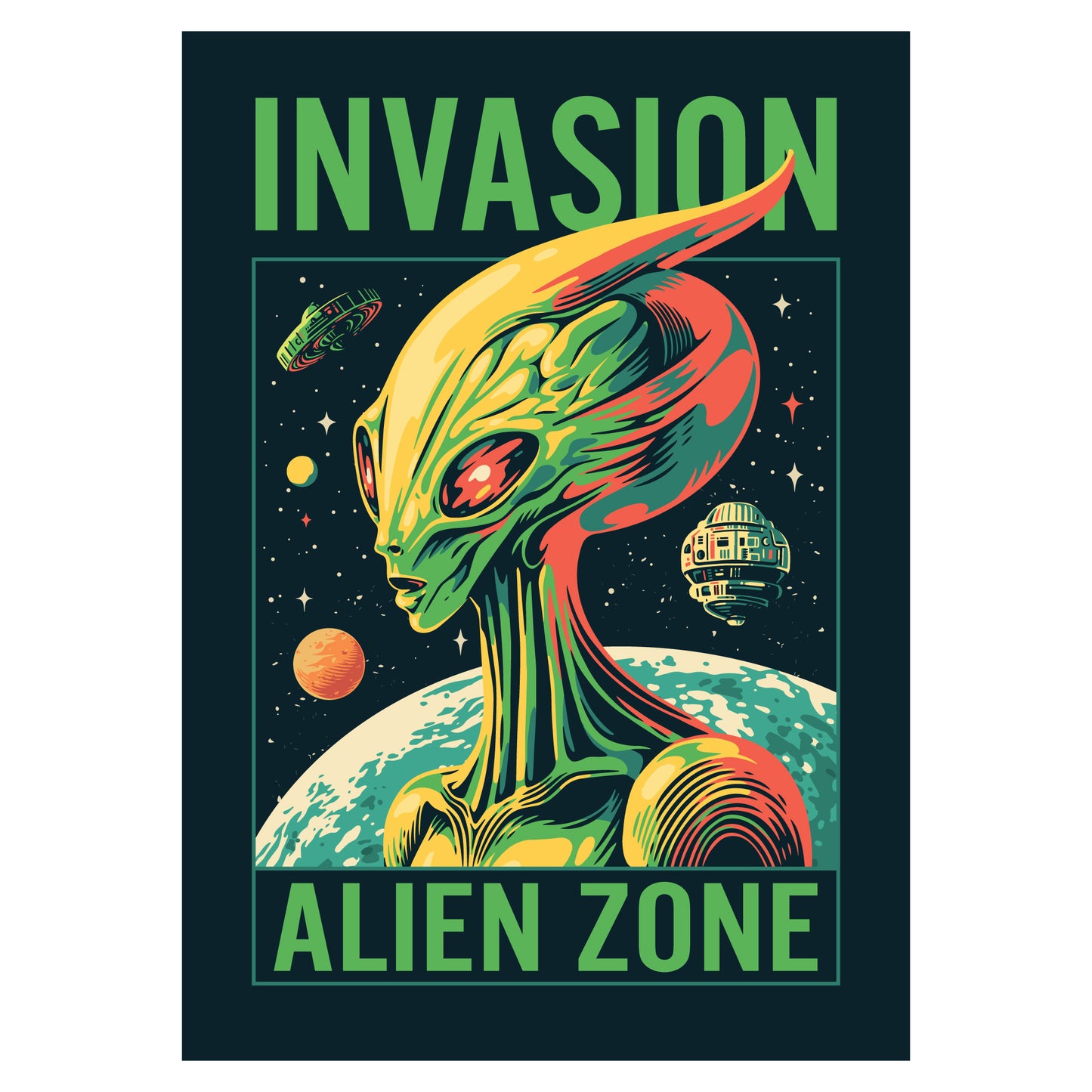Space Wall Print - Invasion Alien Zone Poster Wall Art