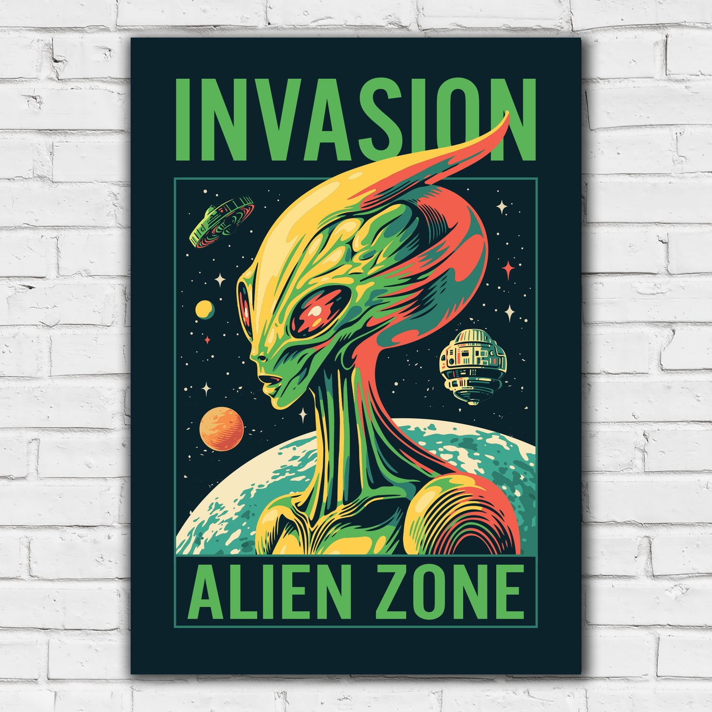 Space Wall Print - Invasion Alien Zone Poster Wall Art