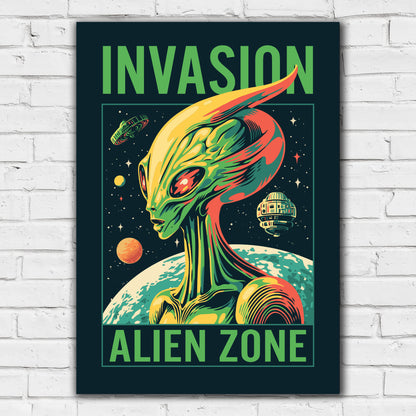 Space Wall Print - Invasion Alien Zone Poster Wall Art