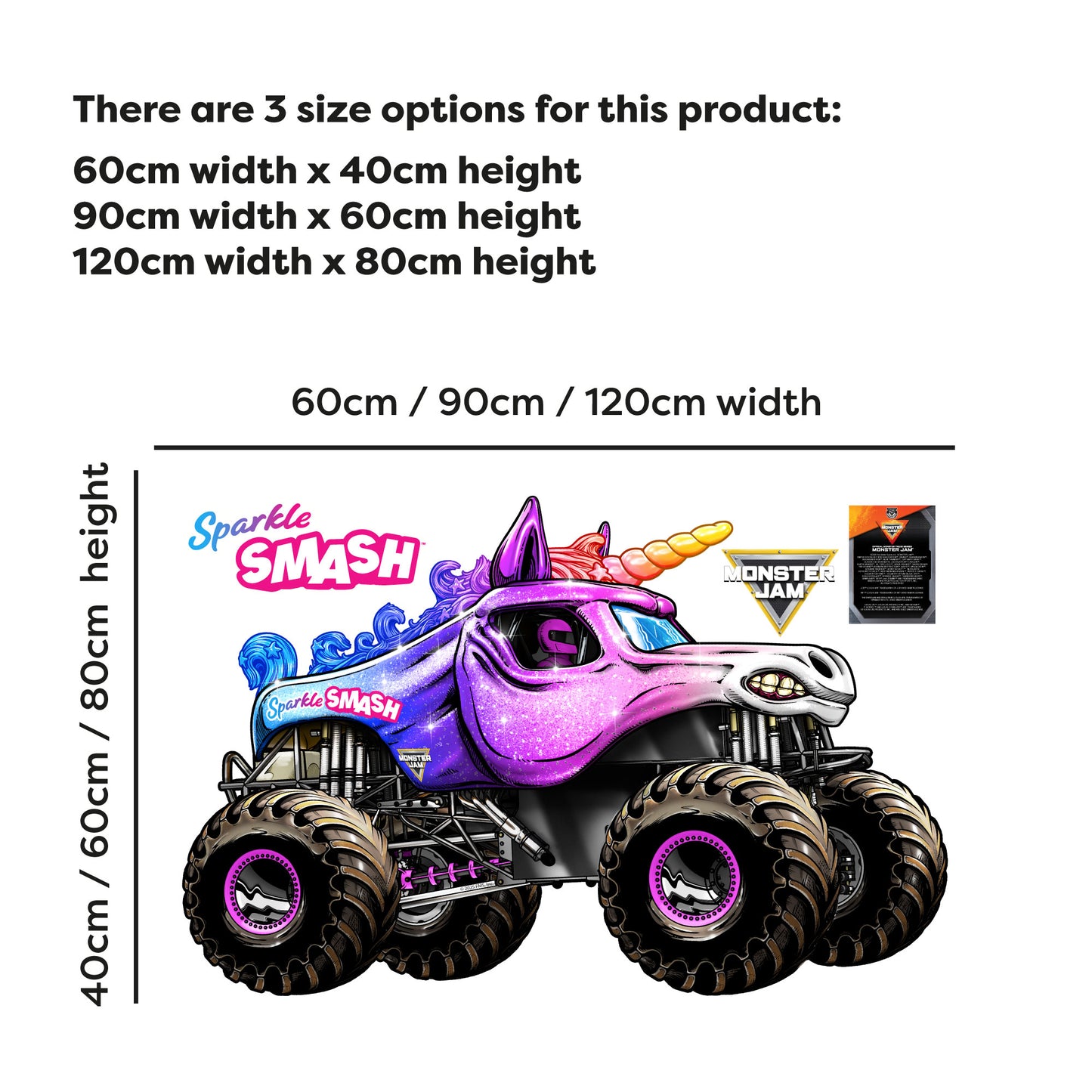 Monster Jam Wall Sticker - Sparkle Smash Monster Jam Truck Wall Decal Art