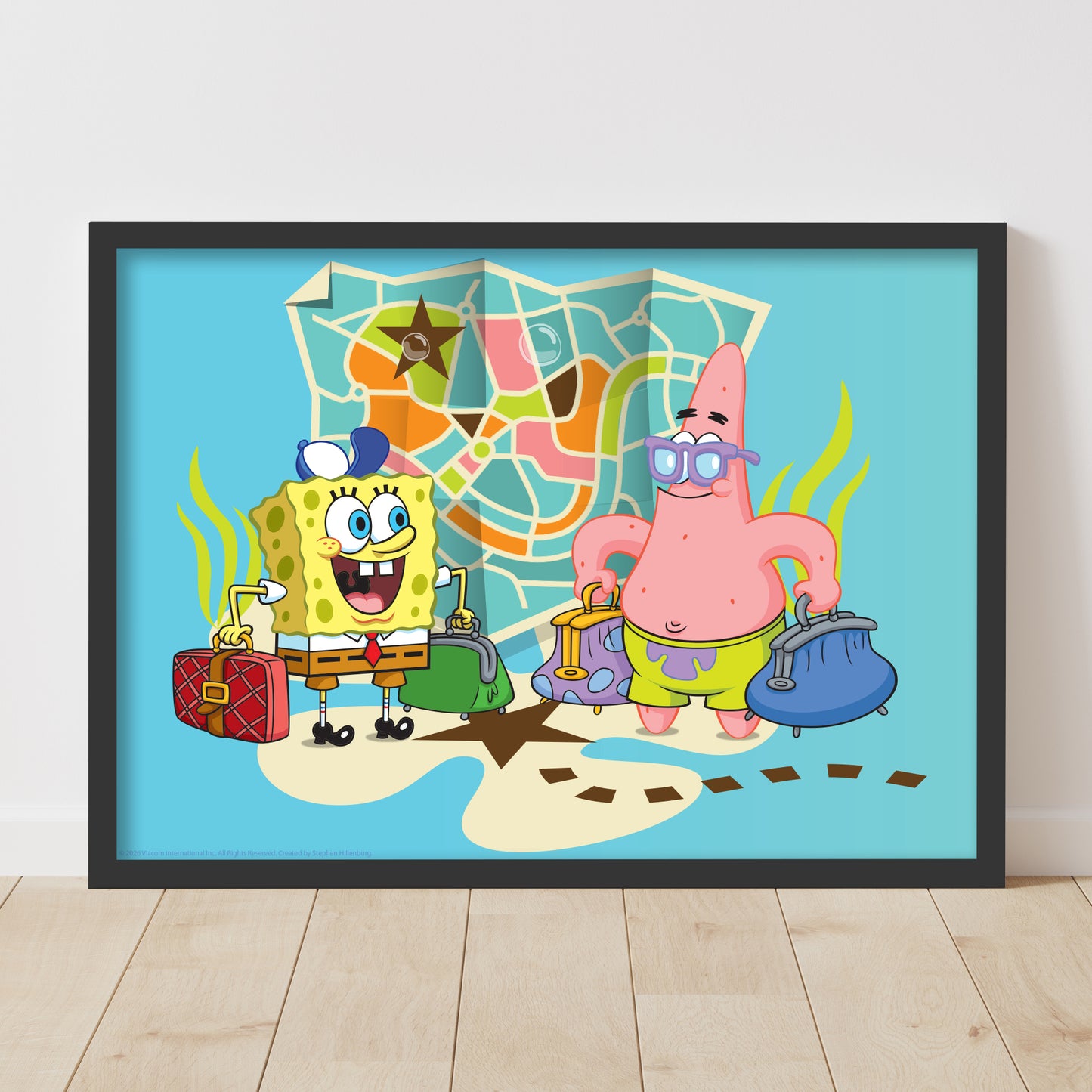 SpongeBob Print - Patrick And SpongeBob With Suitcases Poster Wall Art