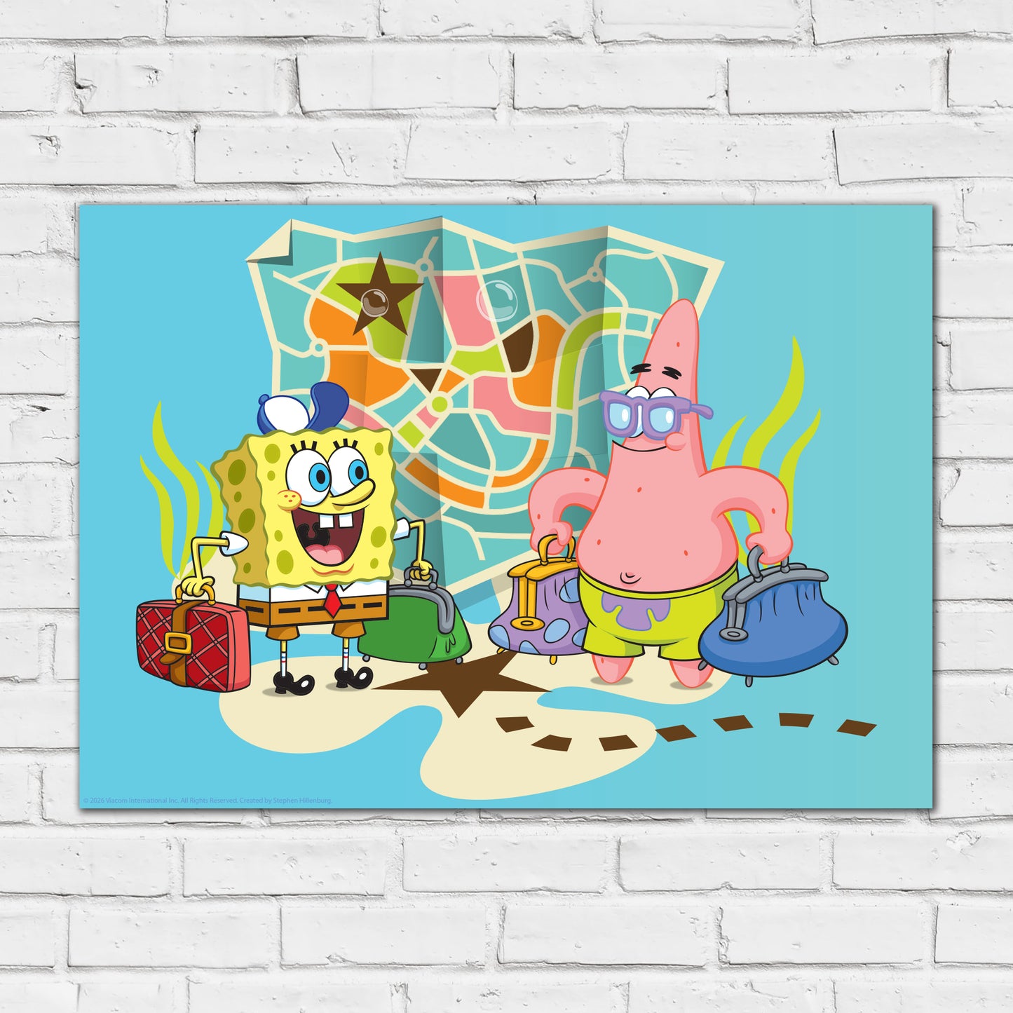 SpongeBob Print - Patrick And SpongeBob With Suitcases Poster Wall Art