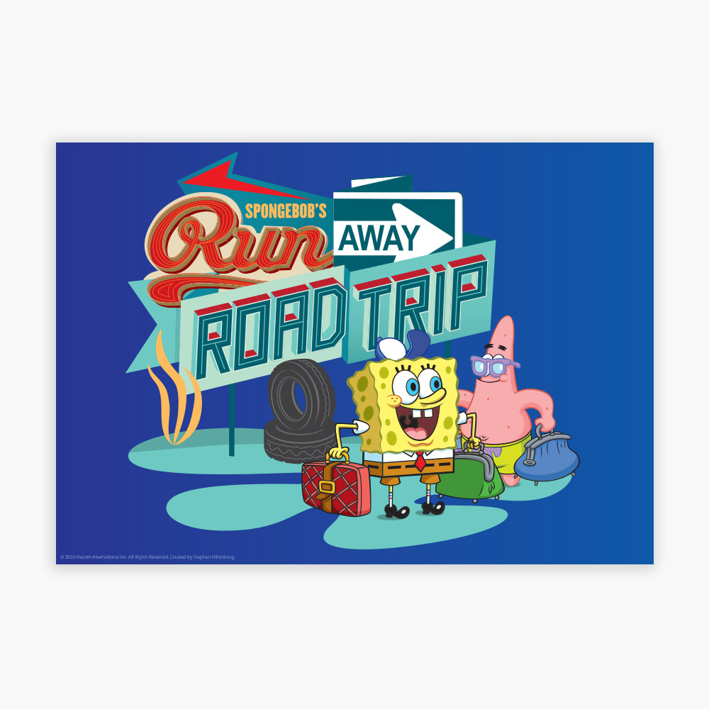 SpongeBob Print - Run Away Road Trip Poster Wall Art