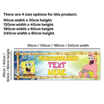 SpongeBob Birthday - SpongeBob And Patrick Sitting On Bamboo Personalised Banner Wall Sticker