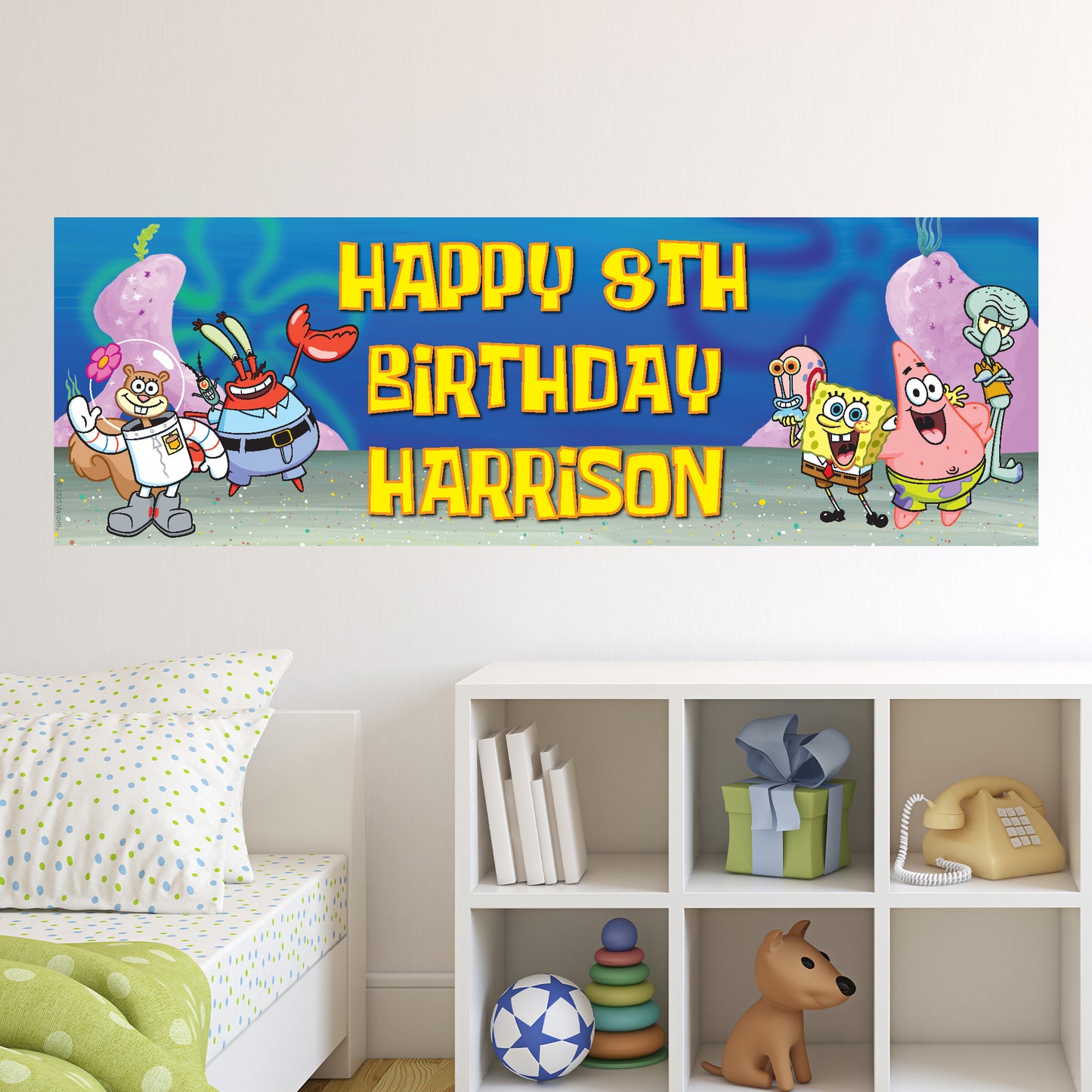 SpongeBob Birthday - SpongeBob Group Personalised Banner Wall Sticker
