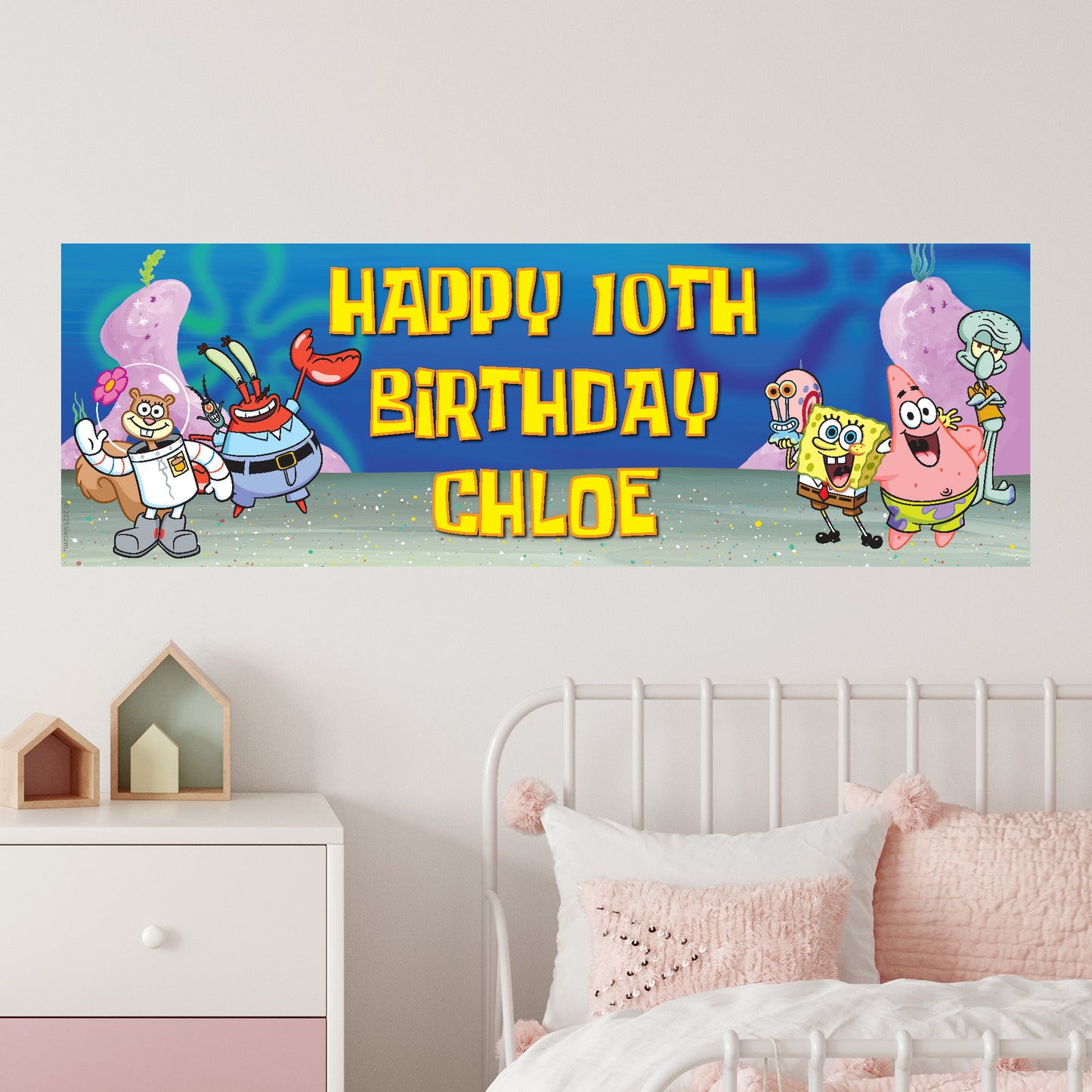 SpongeBob Birthday - SpongeBob Group Personalised Banner Wall Sticker