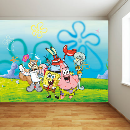 Spongebob Full Wall Mural - Group In Bikini Bottom Wall Art