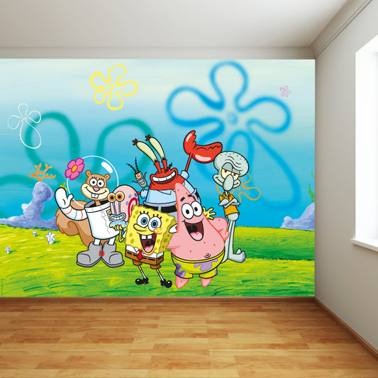 Spongebob Full Wall Mural - Group In Bikini Bottom Wall Art