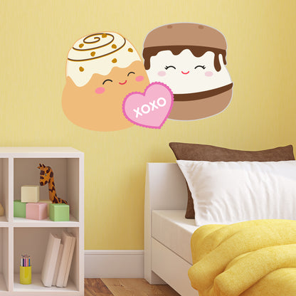 Squishmallows Wall Sticker - Chanel Cinnamon Roll and Carmelita Smore XOXO Decal Wall Art