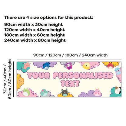 Squishmallows Birthday - Group Clouds Personalised Banner Wall Sticker