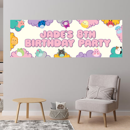 Squishmallows Birthday - Group Clouds Personalised Banner Wall Sticker