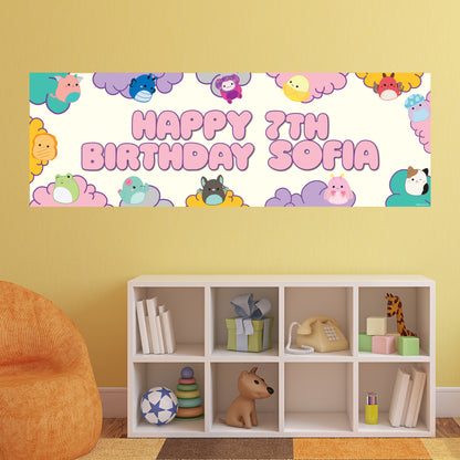 Squishmallows Birthday - Group Clouds Personalised Banner Wall Sticker