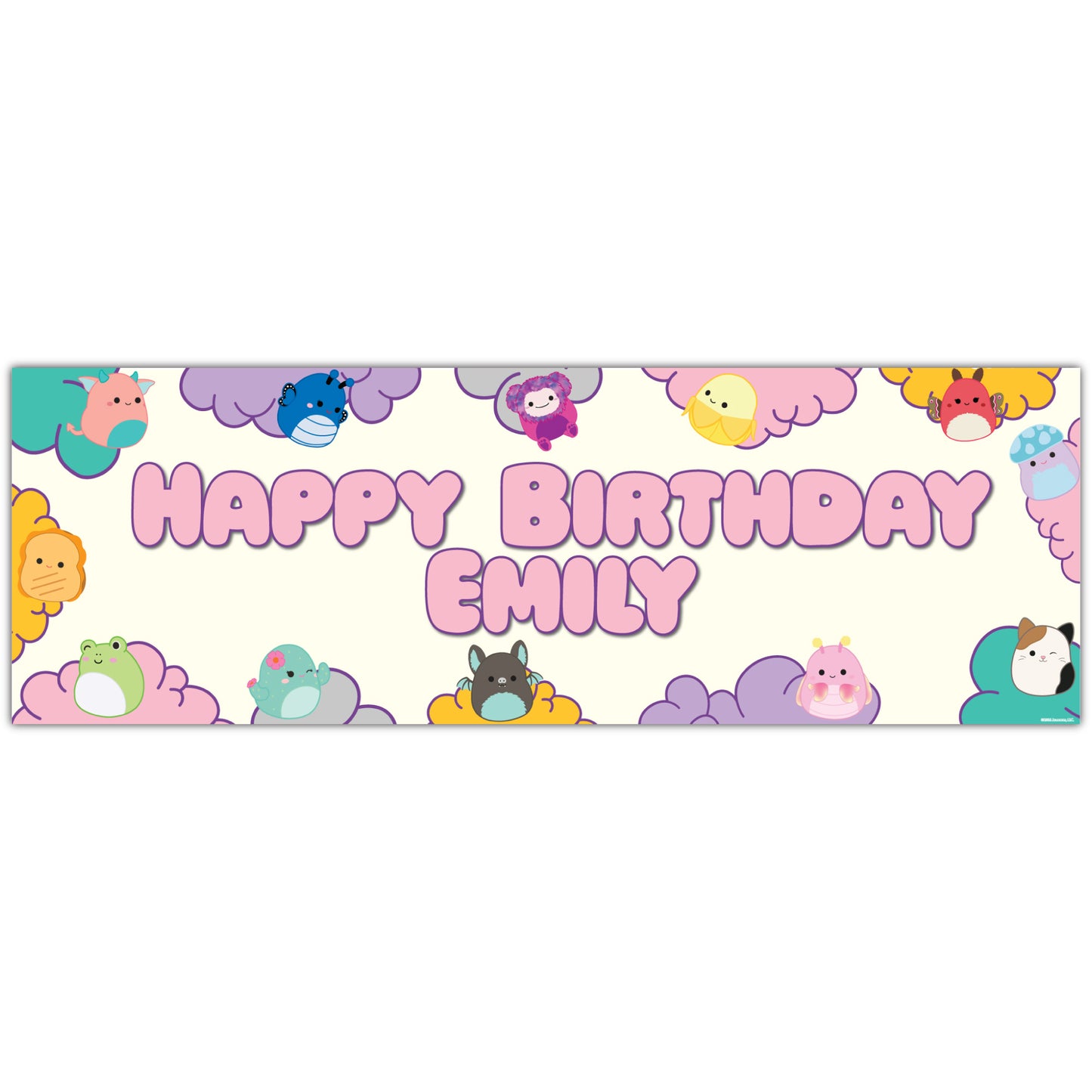 Squishmallows Birthday - Group Clouds Personalised Banner Wall Sticker
