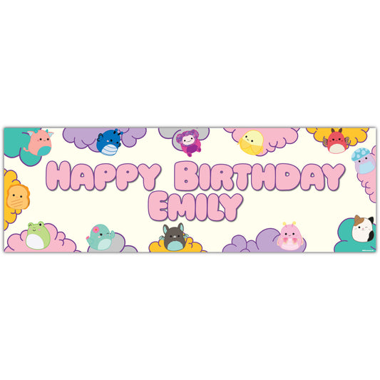 Squishmallows Birthday - Group Clouds Personalised Banner Wall Sticker