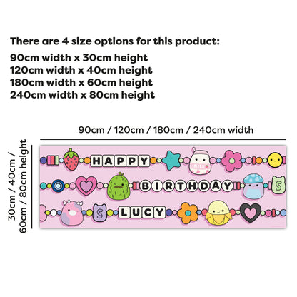 Squishmallows Birthday - Friendship Bracelet Personalised Banner Wall Sticker