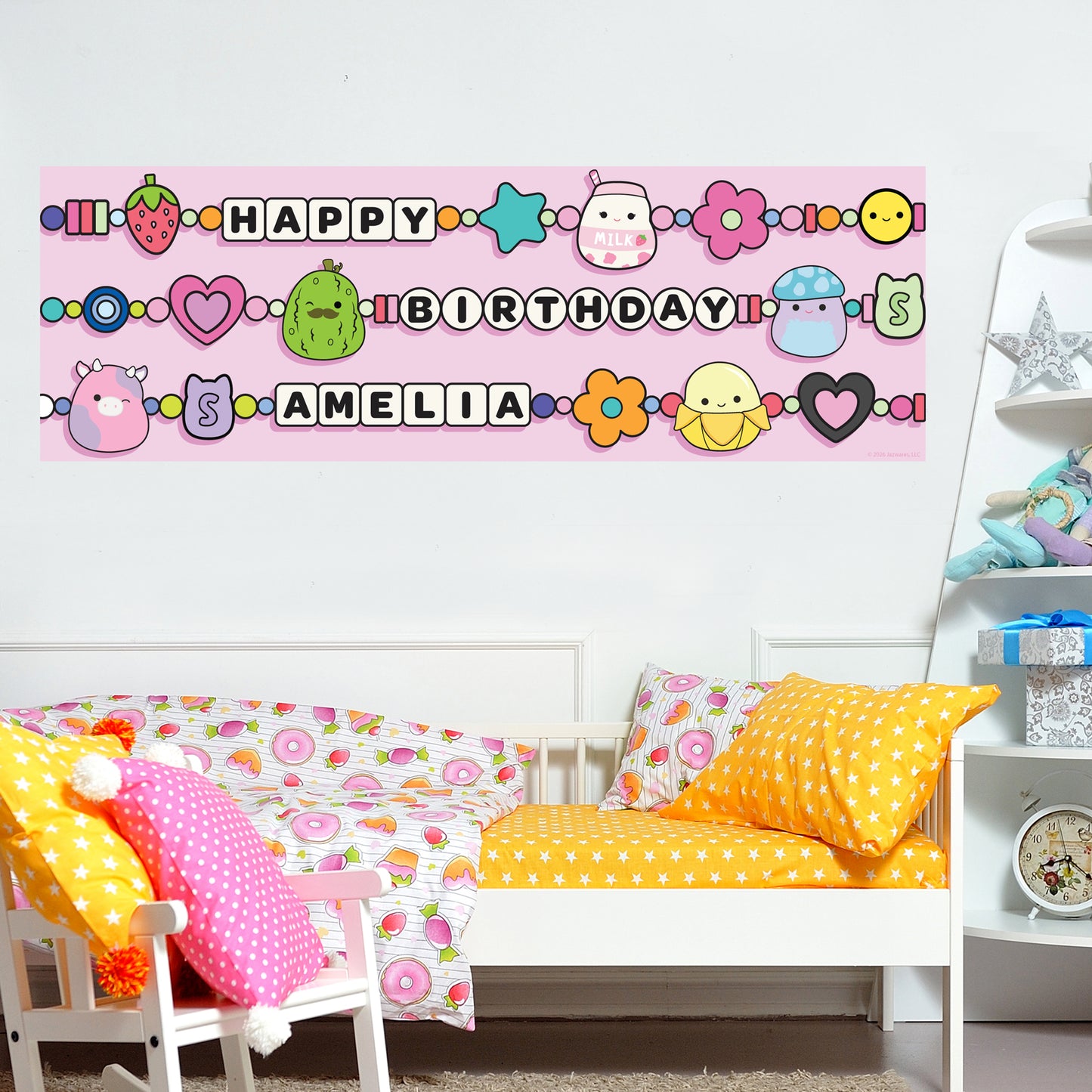 Squishmallows Birthday - Friendship Bracelet Personalised Banner Wall Sticker
