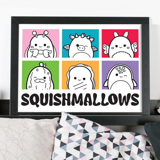 Squishmallows Print - Group Colour Block Sketch Poster Wall Art