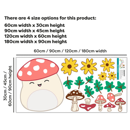 Squishmallows Wall Sticker - Malcolm Mushroom Decal Set Wall Art