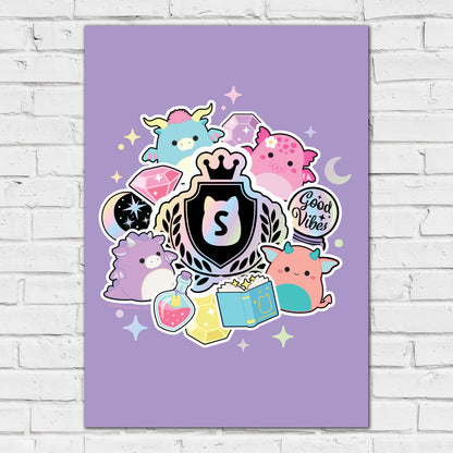 Squishmallows Print - Purple Fantasy Poster Wall Art