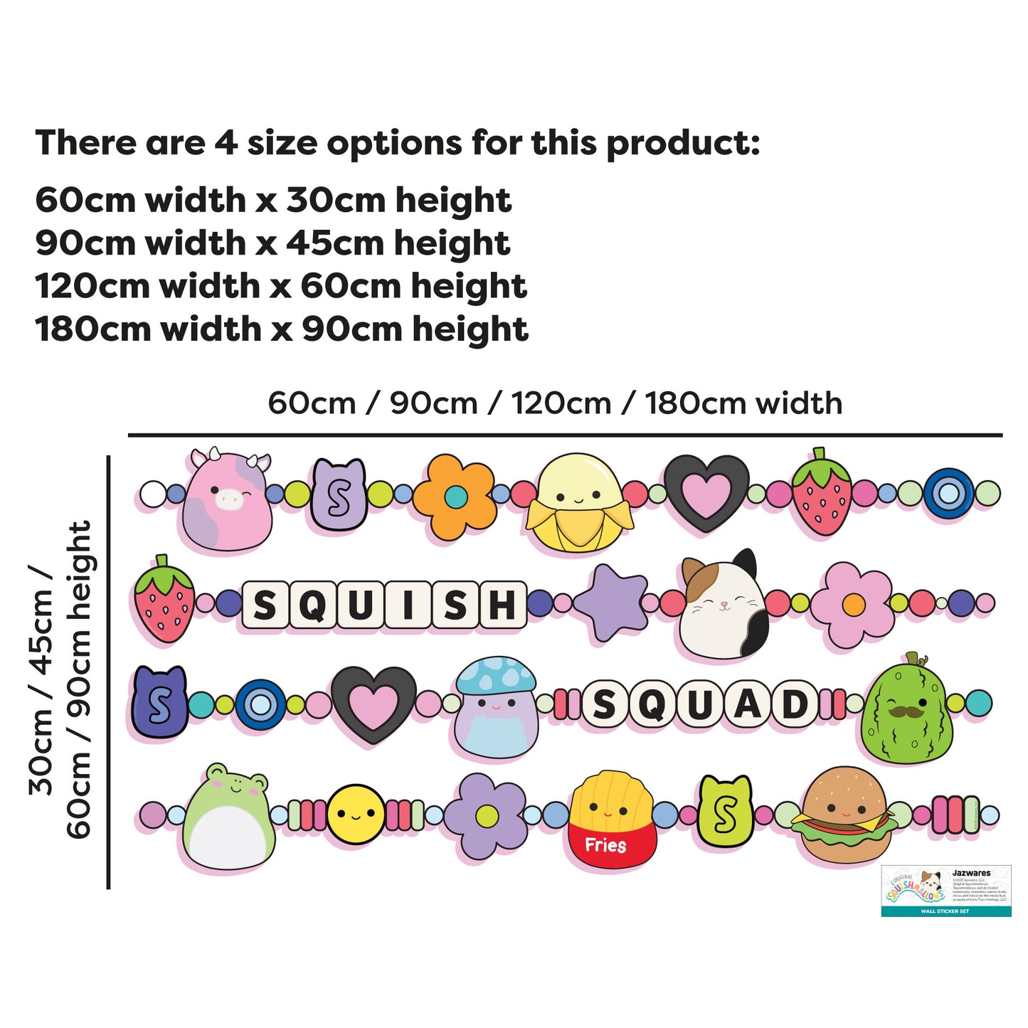 Squishmallows Wall Sticker - Squish Squad Friendship Bracelets Decal Wall Art