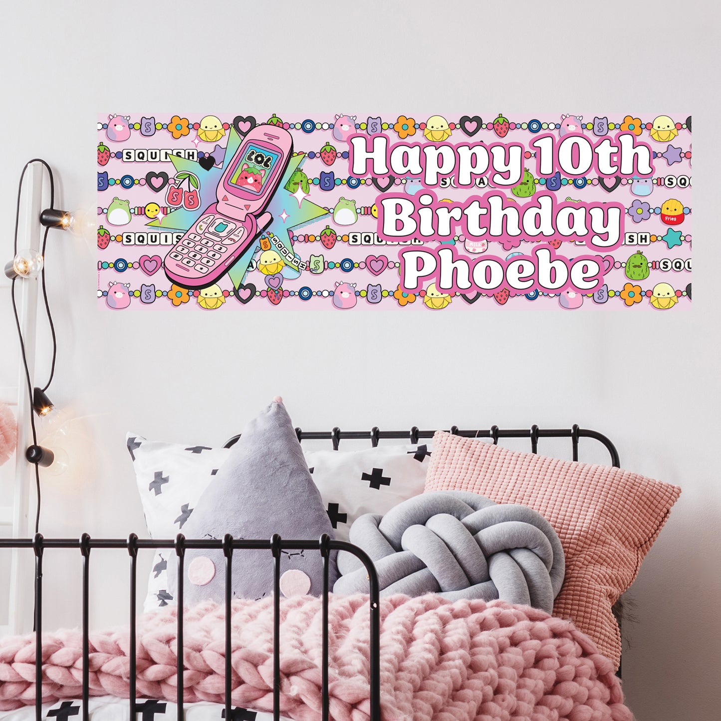 Squishmallows Birthday - Y2K Phone Personalised Banner Wall Sticker