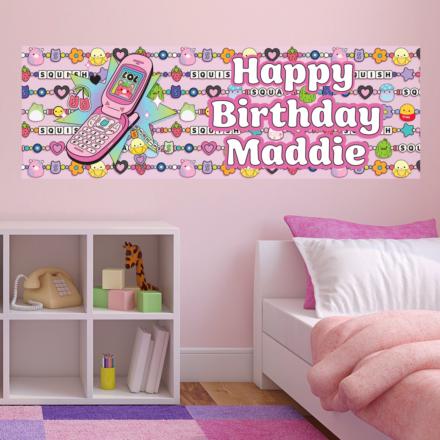 Squishmallows Birthday - Y2K Phone Personalised Banner Wall Sticker