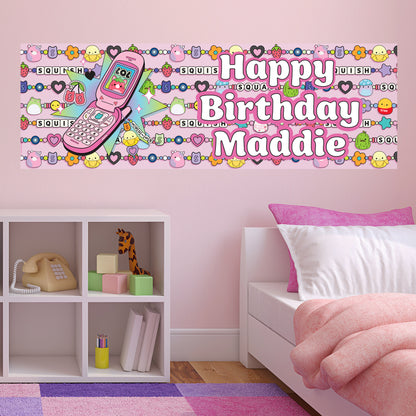 Squishmallows Birthday - Y2K Phone Personalised Banner Wall Sticker