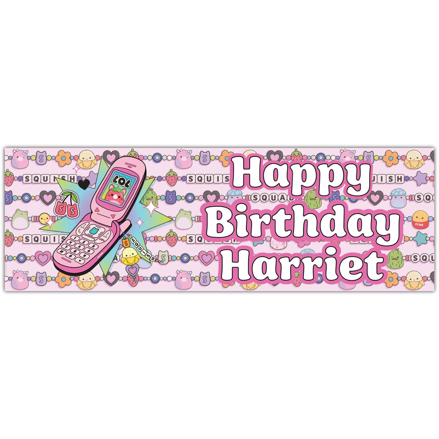 Squishmallows Birthday - Y2K Phone Personalised Banner Wall Sticker
