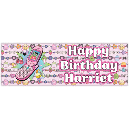 Squishmallows Birthday - Y2K Phone Personalised Banner Wall Sticker