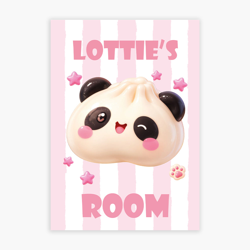 Personalised Squishy Dumpling Print with Name – Cute Kawaii Kids Bedroom Poster Wall Art