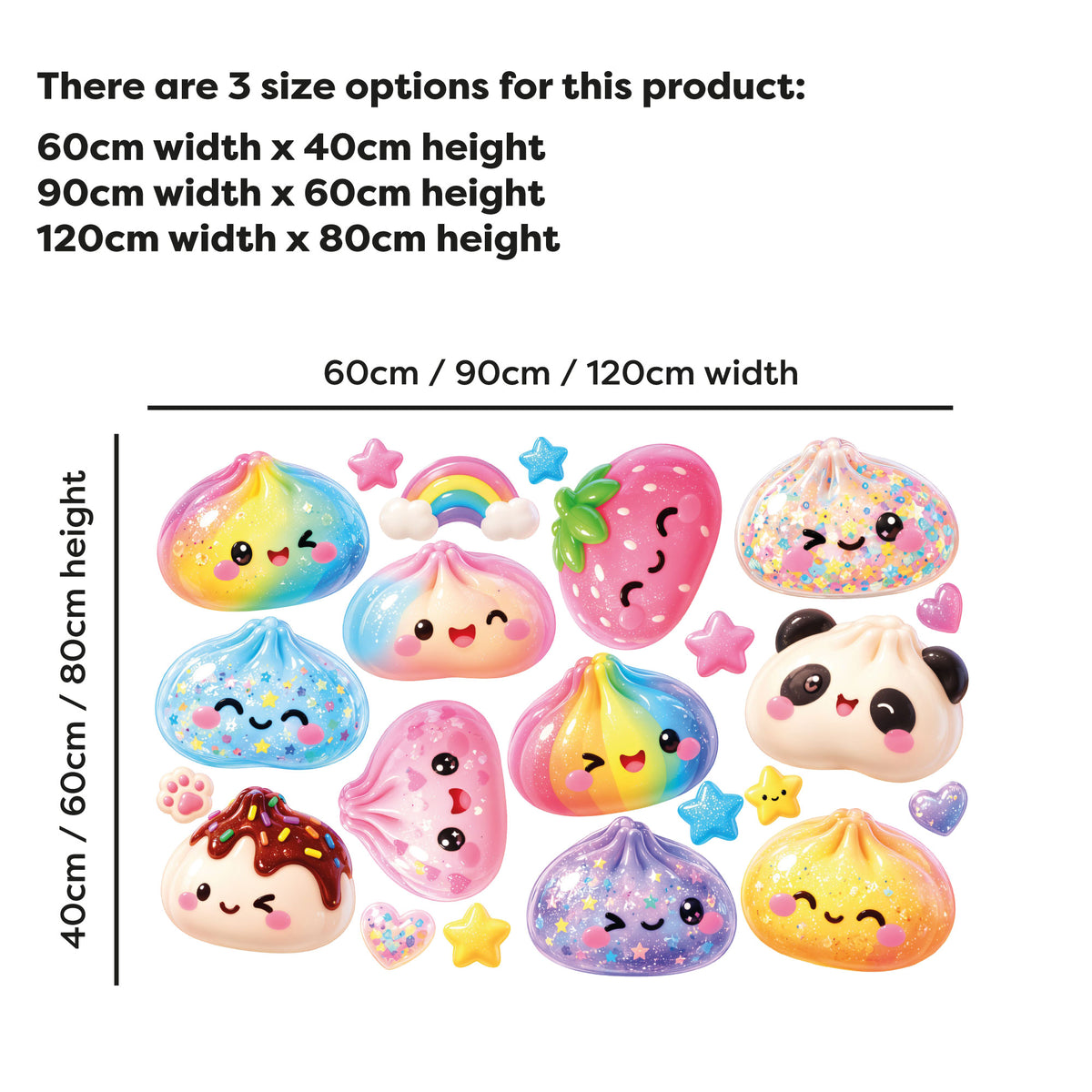 Squishy Dumpling Wall Stickers for Kids – Cute Kawaii Bedroom Wall Decal Set