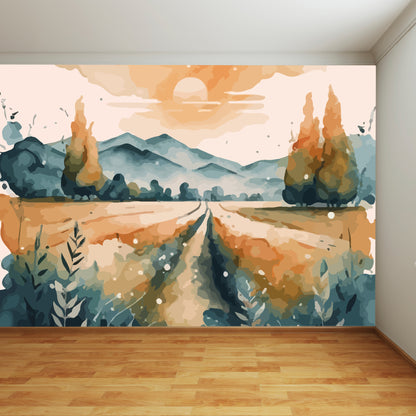 Sunset Meadow Full Wall Mural