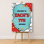 Superhero Birthday Sign - Pop Art Comic Personalised Foamex Board